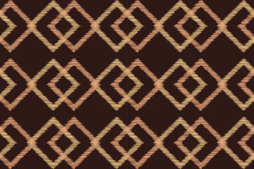 Ethnic Ikat fabric pattern geometric style.African Ikat embroidery brown Ethnic oriental pattern brown background. Abstract,vector,illustration.Texture,wallpaper,frame,decoration,carpet,motif.