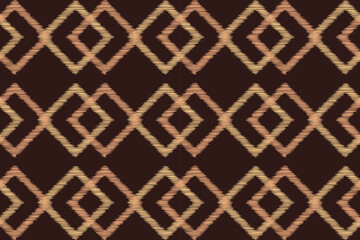 Ethnic Ikat fabric pattern geometric style.African Ikat embroidery brown Ethnic oriental pattern brown background. Abstract,vector,illustration.Texture,wallpaper,frame,decoration,carpet,motif.