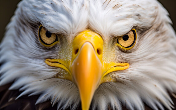 Frontal close-up portrait of a majestic eagle