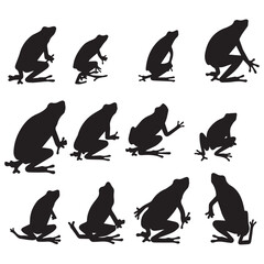 Set of Silhouette Frog Vector illustration