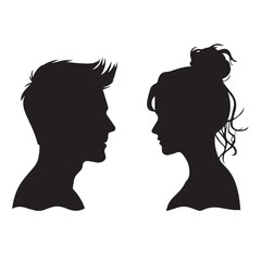 Silhouette Boy and Girl vector illustration