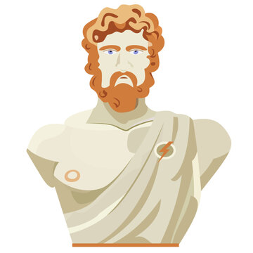 Zeus the supreme god of the Greeks Statue Bust vector illustration, Jupiter ,King of the gods statue flat style vector image