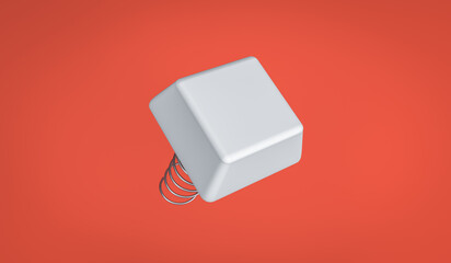 3D rendering, Close up empty computer keyboard button flying, computer equipment idea design, orange color background. 