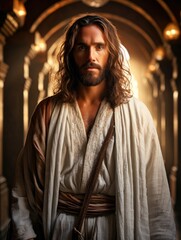 Naklejka premium Jesus Christ Redeemer Savior of Humanity The Lamb of God who takes away the sin of the World Generative AI Illustration