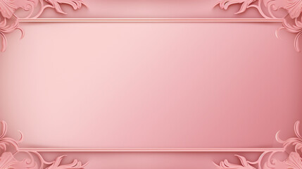 Empty classic beauty banner. Old pink postcard with ornament border. Retro vintage style. Background with copy space.