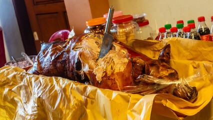 delicious whole roasted pork on the table © 42L