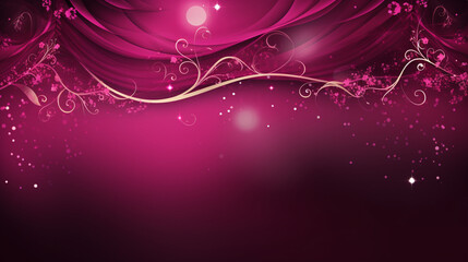 Dark pink festive banner, background with shiny glow sparkles. Border, postcard, backdrop. Copy space. Generative AI