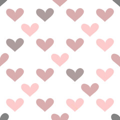 Pastel pink hearts on a white background, seamless pattern. Drawing for fabric, wallpaper, textiles, holiday paper, toys, posters. valentine's day. Heart Day. Love, happiness, relationships.