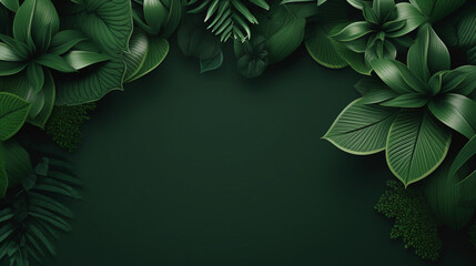 Natural green organic banner with leaves background. Copy space. Generative AI