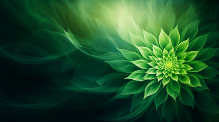 Abstract background with green flower. Smoke texture. Organic natural wallpaper, backdrop. Generative AI
