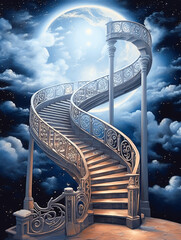Generative AI: luxurious stairway to heaven fantasy concept