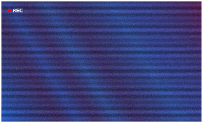 Retro CCTV or VHS video white noise background texture with red recording indicator. Vintage horizontal scanlines with vignette border. Grungy distressed horror film backdrop 8k 16:9 3D rendering 