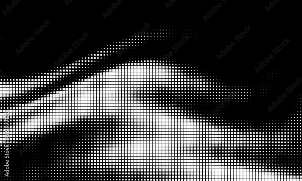 Poster monochrome gradient halftone dots background. vector illustration. big wave