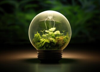 Green World Map On The Light Bulb With Green Background, Renewable Energy Environmental Protection, Renewable, Sustainable Energy Sources. Created with Generative AI technology.