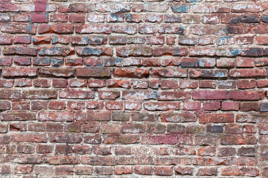 Old red brick wall, texture background