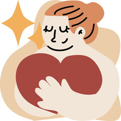 Mental illness set. element mental Healing 2 face. Hug Heart .plus green plaster vector.