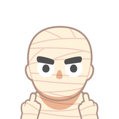 A Mummy is showing Middle Fingers. Isolated Vector Illustration