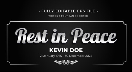 Rest in peace silver text effect editable