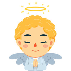A Angel with golden hair is showing Middle Fingers. Isolated Vector Illustration