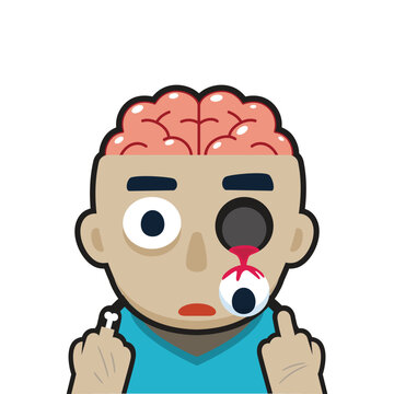 A Zombie is showing Middle Fingers. Isolated Vector Illustration