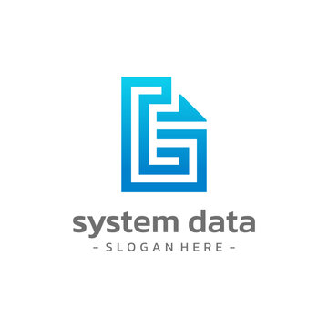 Letter G document system data logo template design vector.
