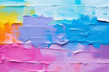 パレットナイフの油絵・マルチカラーの抽象背景バナー）ピンク・紫・水色。AI生成画像