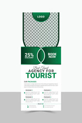 Travel Agency Rollup Banner Design Template, Tourist Rollup Layout. 