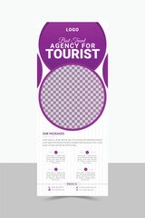 Travel Agency Rollup Banner Design Template, Tourist Rollup Layout. 
