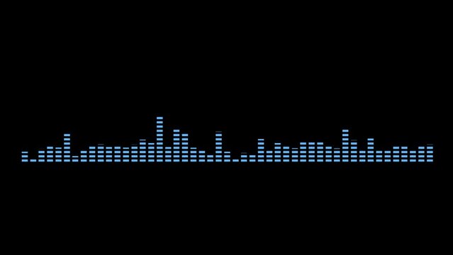 Animation of blue audio spectrum loop, alpha channel