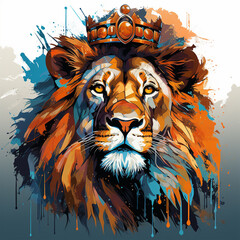 lion with crown drawing, generative ai