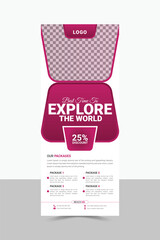 Travel Agency Rollup Banner Design Template, Tourist Rollup Layout. 