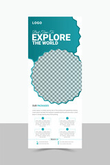 Travel Agency Rollup Banner Design Template, Tourist Rollup Layout. 