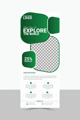 Travel Agency Rollup Banner Design Template, Tourist Rollup Layout. 