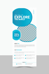 Travel Agency Rollup Banner Design Template, Tourist Rollup Layout. 