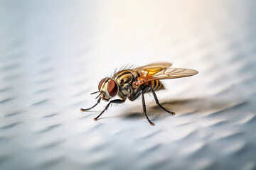 Close-up of a Fly on a White Background