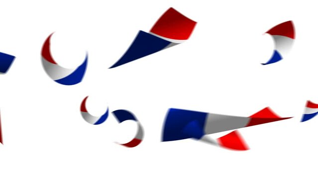 Happy Bastille Day Lettering Text Animation with french flag motion flying. Great for Celebrations, Ceremonies, Festivals, greetings, and banners. Happy Bastille Day 14th of July.