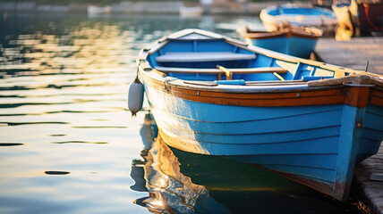 Obraz premium small wooden boats on water dock