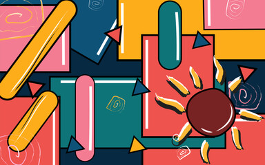 Abstract geometric memphis graffiti vector background