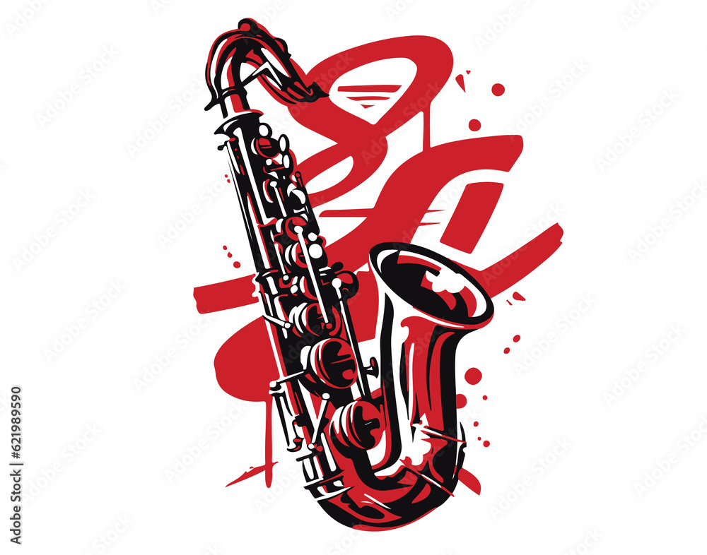 Wall mural musical instrument saxophone party jazz concert musician romance blues