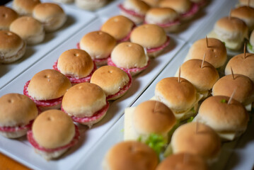 mini sandwiches with salami and mayonnaise
