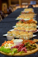 delicious appetizers on a wooden board