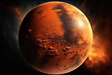 Planet in space with stars and nebula.