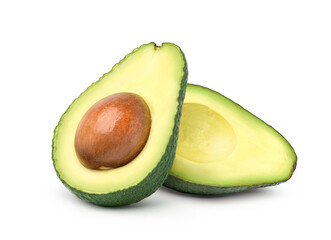 Avocado cut in half isolated on white background. Clipping path.