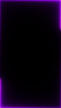 Vertical video. Neon glowing rectangle frame