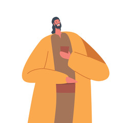 Ancient Israelite Male Character Wear Traditional Apparel Holds Wine Cup, Symbolizing Celebration And Honor, Culture
