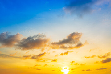 Clouds and orange sky,panoramic sunset sky and clouds background