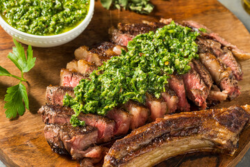 Homemade Chimichurri Sauce and Ribeye Steak
