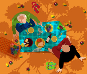 Everyday Life: Everyday Living - A gay couple having a picnic in the park in autumn