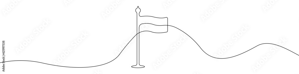 Poster flag icon line continuous drawing vector. one line flagpole icon vector background. flag icon. conti