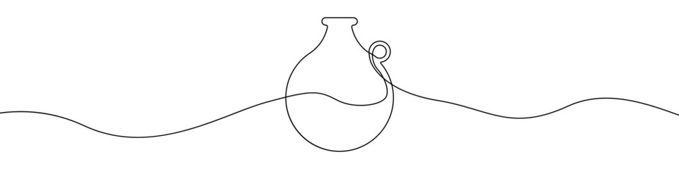 Jug glass icon line continuous drawing vector. One line Jug, milk, juice, wine icon vector background. The pitcher pours milk, juice, wine icon. Continuous outline of a Jug.